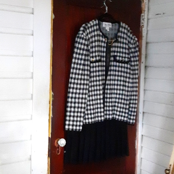 Arthur Kohler by Tricoville of London 2 pc suit maxi skirt & houndstooth jacket - Picture 1 of 10